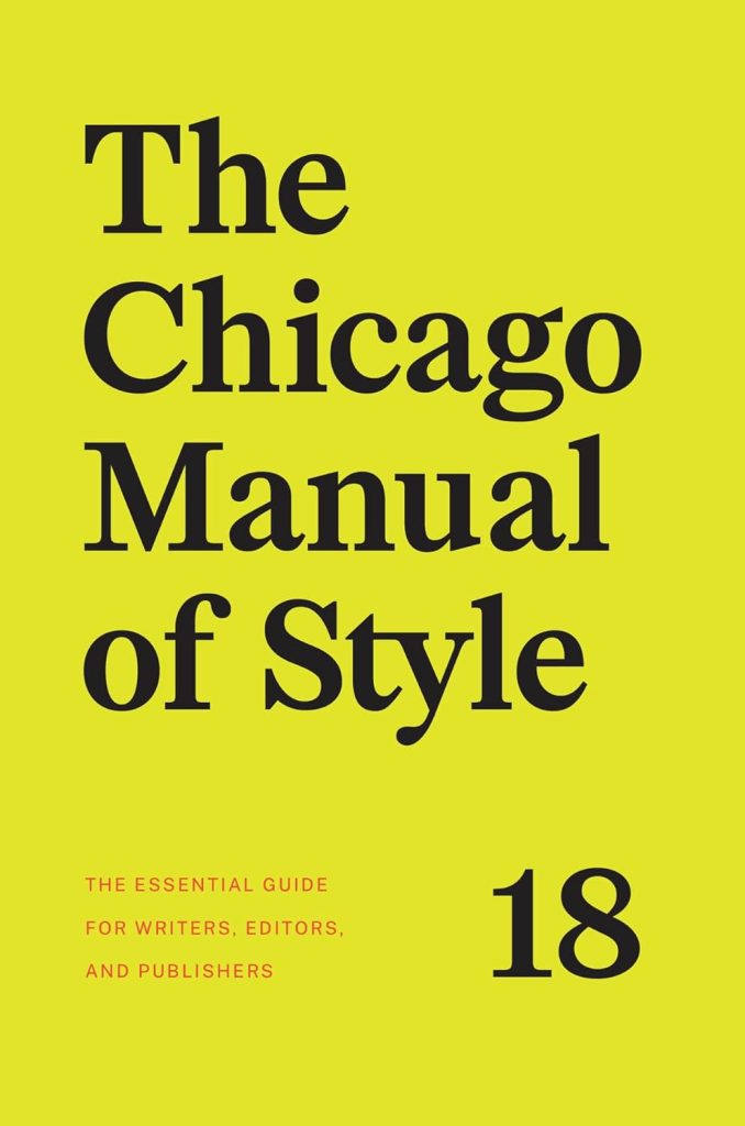 Book cover. The Chicago Manual of Style 18. Yellow background with black text.